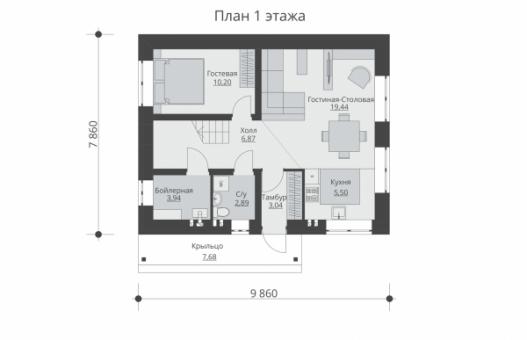 Проект небольшого одноэтажного дома с мансардой